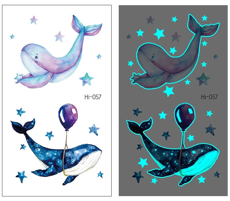 Luminous Tattoo Stickers Temporary Lovely Cat Star Rabbit Snake Animal Festival Party Glowing Cool Face Tatoo for Men Women