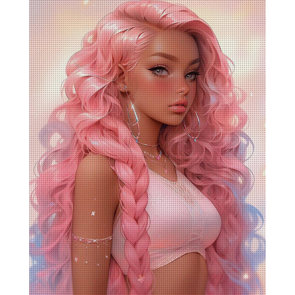 11CT Full Stamped Cross Stitch - Girl(Canvas|50*50CM)