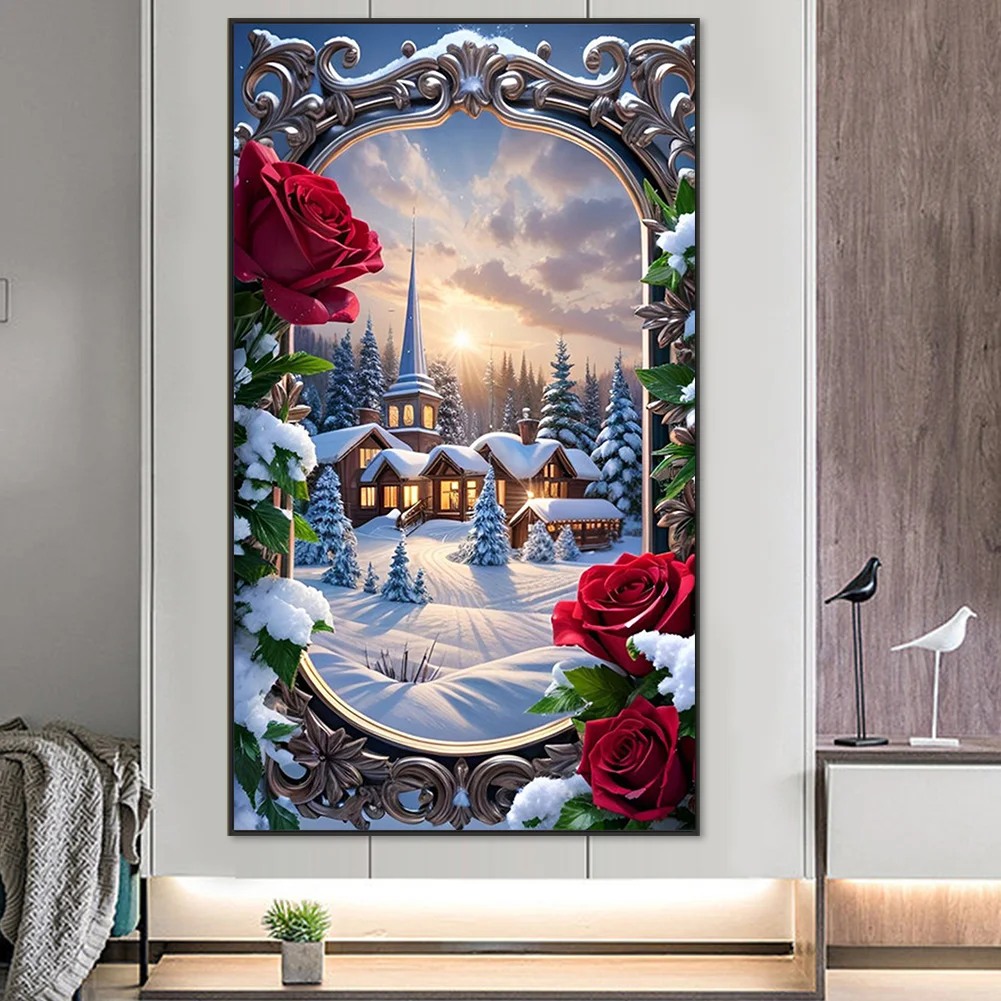 5D DIY Full Round Drill Partial AB Diamond Painting Picture Frame Garden 45x75cm