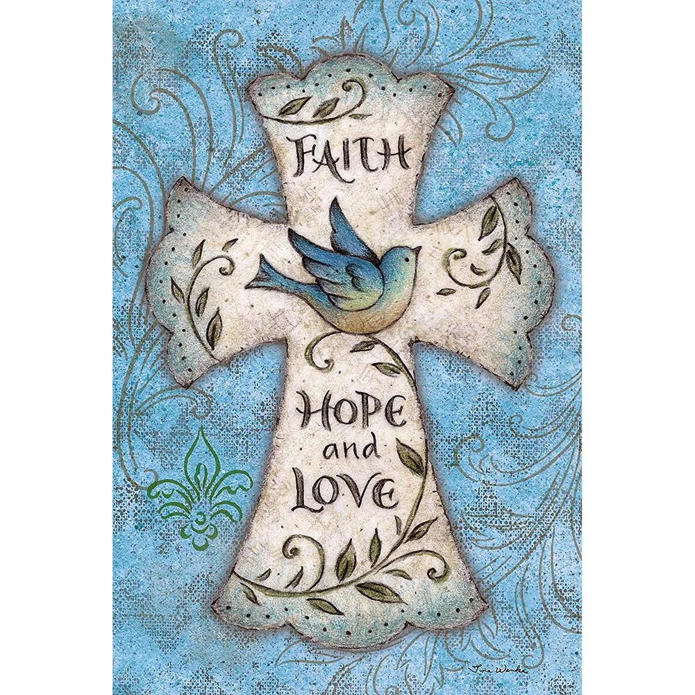 Full Round/Square Diamond Painting -  Faith,Hope,Love Cross