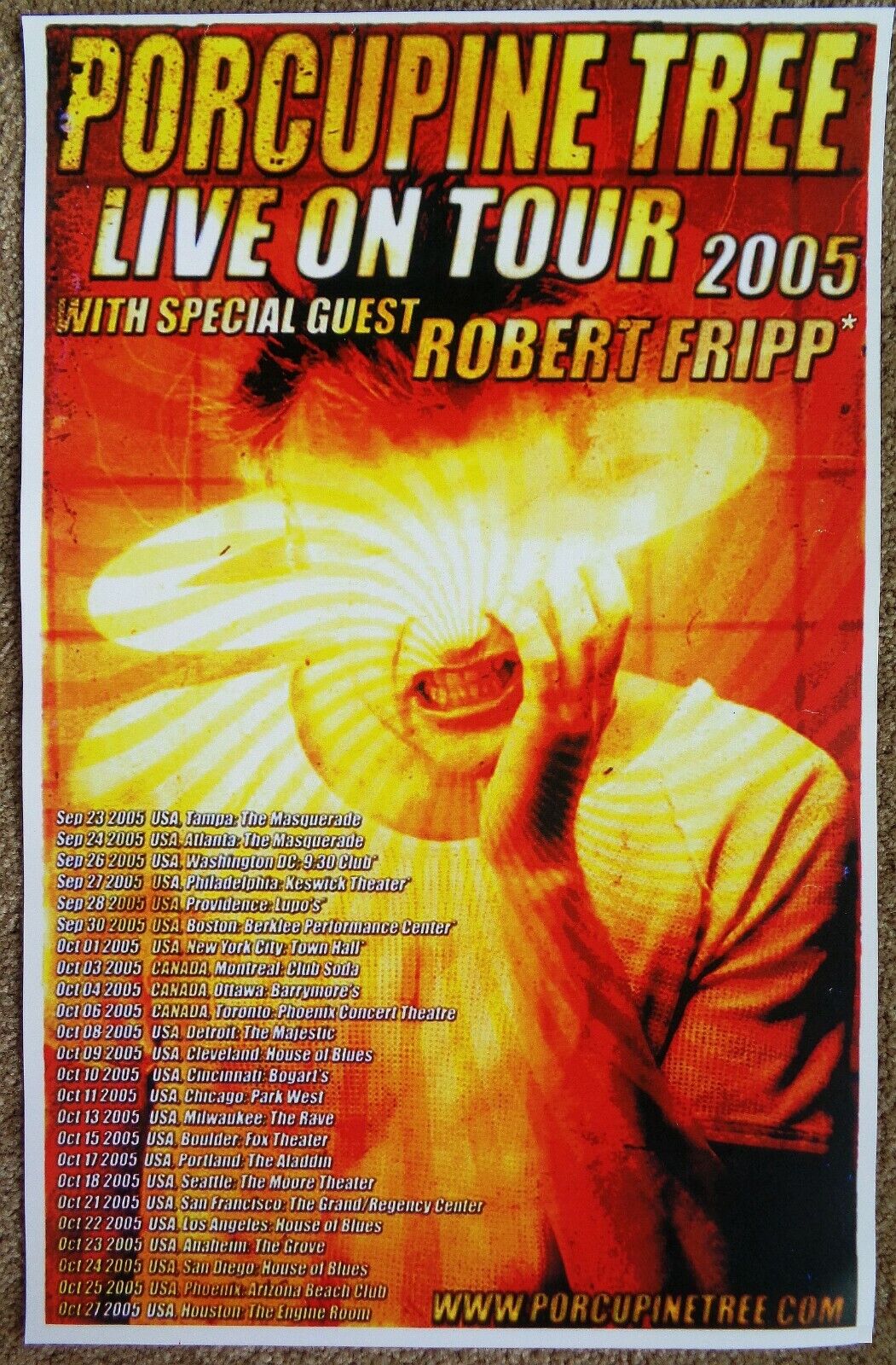 PORCUPINE TREE & ROBERT FRIPP Tour POSTER Fall 2005 Gig Concert