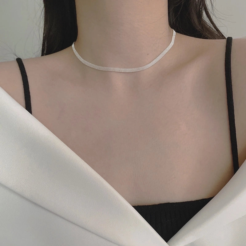 925 Sterling Silver Patchwork Plating Geometric Long Necklace Necklace Choker