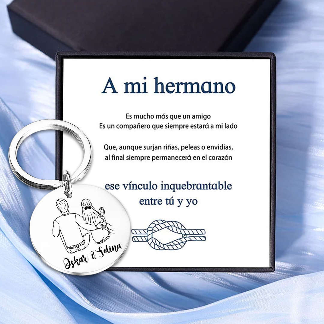 Llavero Personalizado Para Hermano - Regalo Original De Acero Inoxidable Con Bolsa De Terciopelo