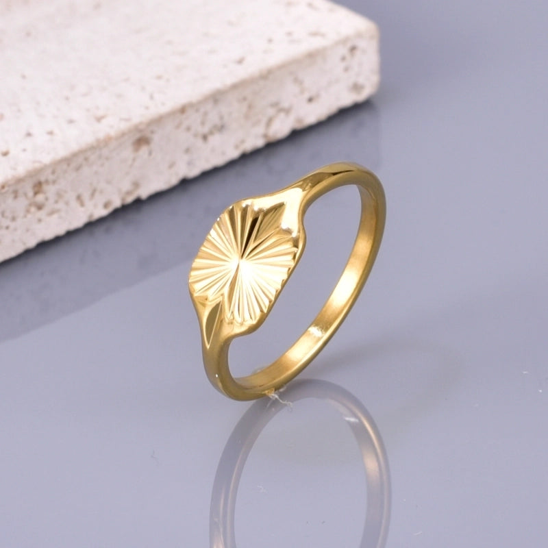 Minimalist Solid Color 304 Stainless Steel Titanium Steel 18K Gold Plated Plating Rings