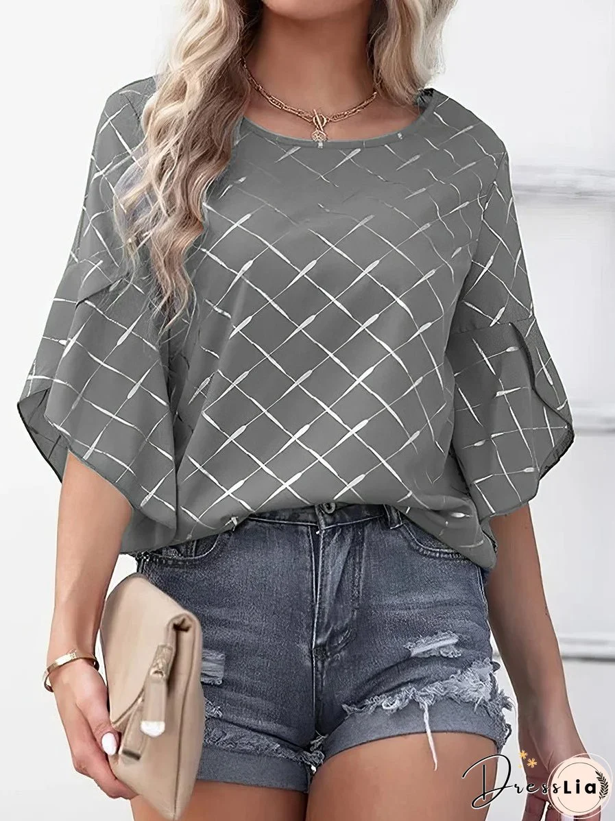 Loose Casual Lotus Leaf Sleeve T-Shirt