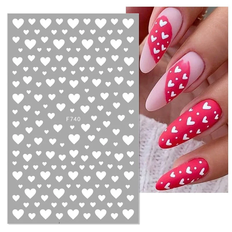 1PC 3D Nail Stickers Red Heart Love Self-Adhesive Slider Nail Art Decorations Valentine's Day Decals Manicure Accessories Tool-Nail Inspo