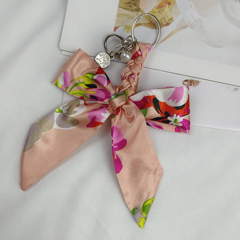Sweet Minimalist Bow Knot Cloth Metal Unisex Bag Pendant Keychain