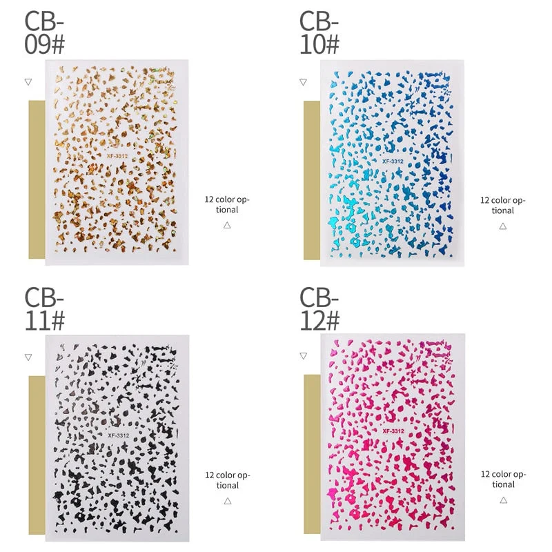 4/12pcs Gold Spot Nail Sticker Colorful Pink Silver Black Nail Art Adhesive DIY Foil Tips-Nail Inspo