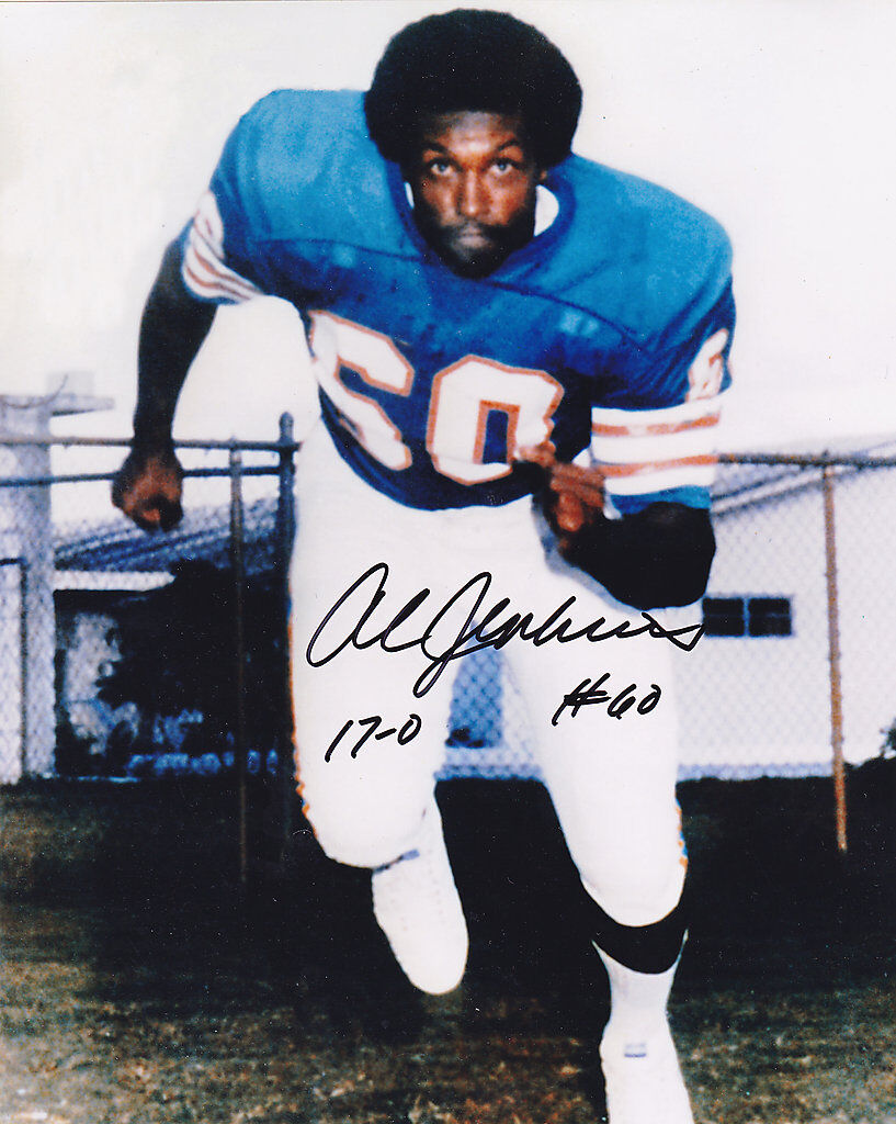 AL JENKINS MIAMI DOLPHINS 1972 ACTION SIGNED 8x10