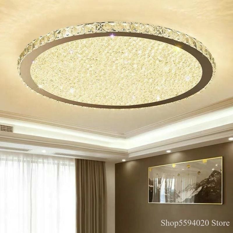 Modern Stainless Steel Ceiling Lamp American Luxury Crystal Lights Lighting Led Decor Home Bedroom