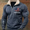 Men's Casual Retro American Freedom Print Stand Collar Long Sleeve Sweatshirt