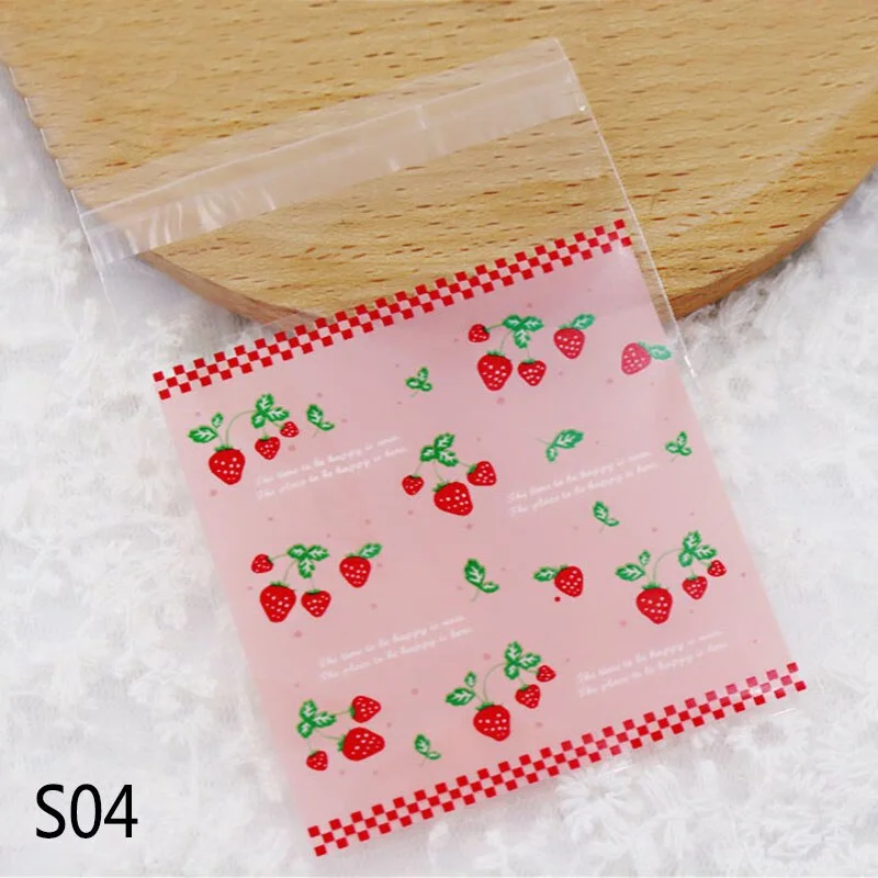 100Pcs Lovely Cartoon Flower Cookies Biscuits Bags Self-adhesive Party Wedding Bag Cake Candy Gift Bags Baking Package 7*7cm