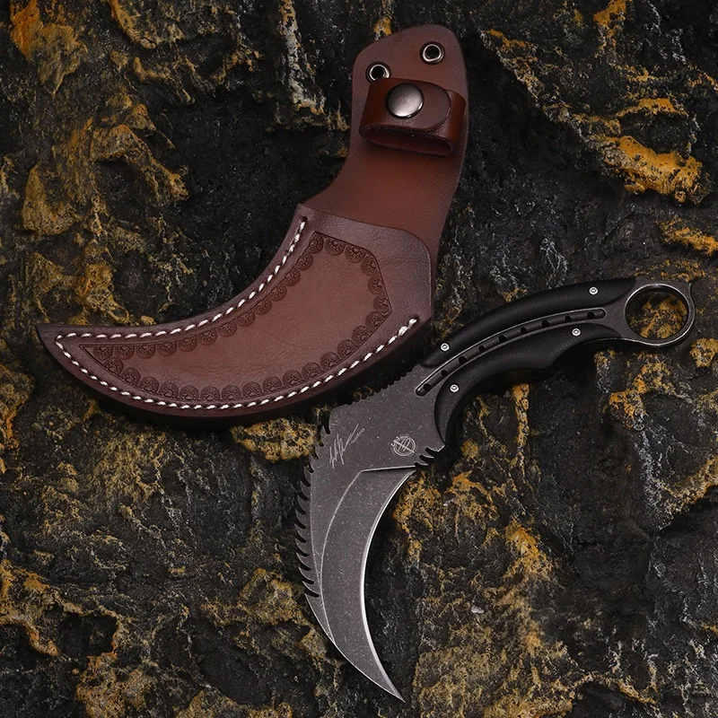 Outdoor Claw Knife 9 Chromium One-Piece Steel High Hardness Sturdy And Durable Small Straight Knife Camping Jungle Wilderness Survival Knife