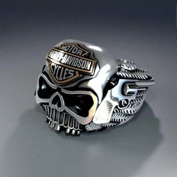 Handmade Sterling Silver Skull Ring Inspired Motorcycle Accessories