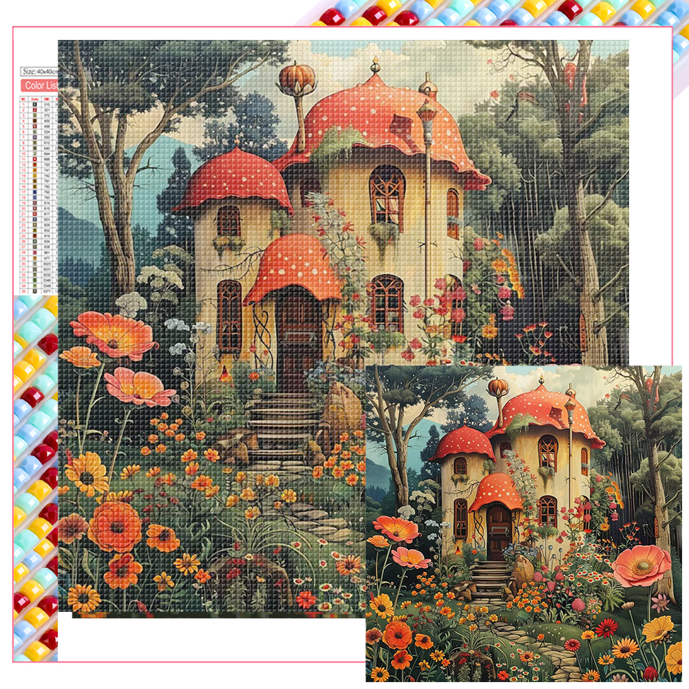 Mushroom Hut 40*40cm(picture) full square drill diamond painting