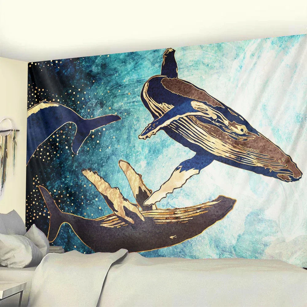 Nigikala and whale home decoration tapestry psychedelic scene wall hanging Bohemian decorative Mandala Hippie Yoga mattress sheet