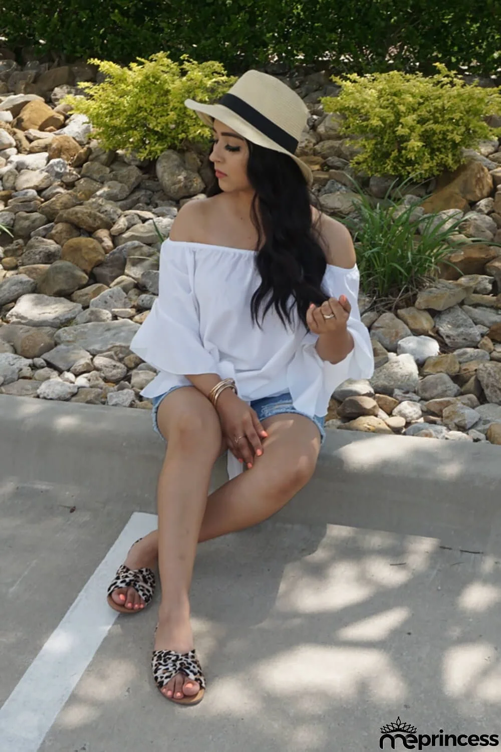 White Off The Shoulder Knot Front Blouse