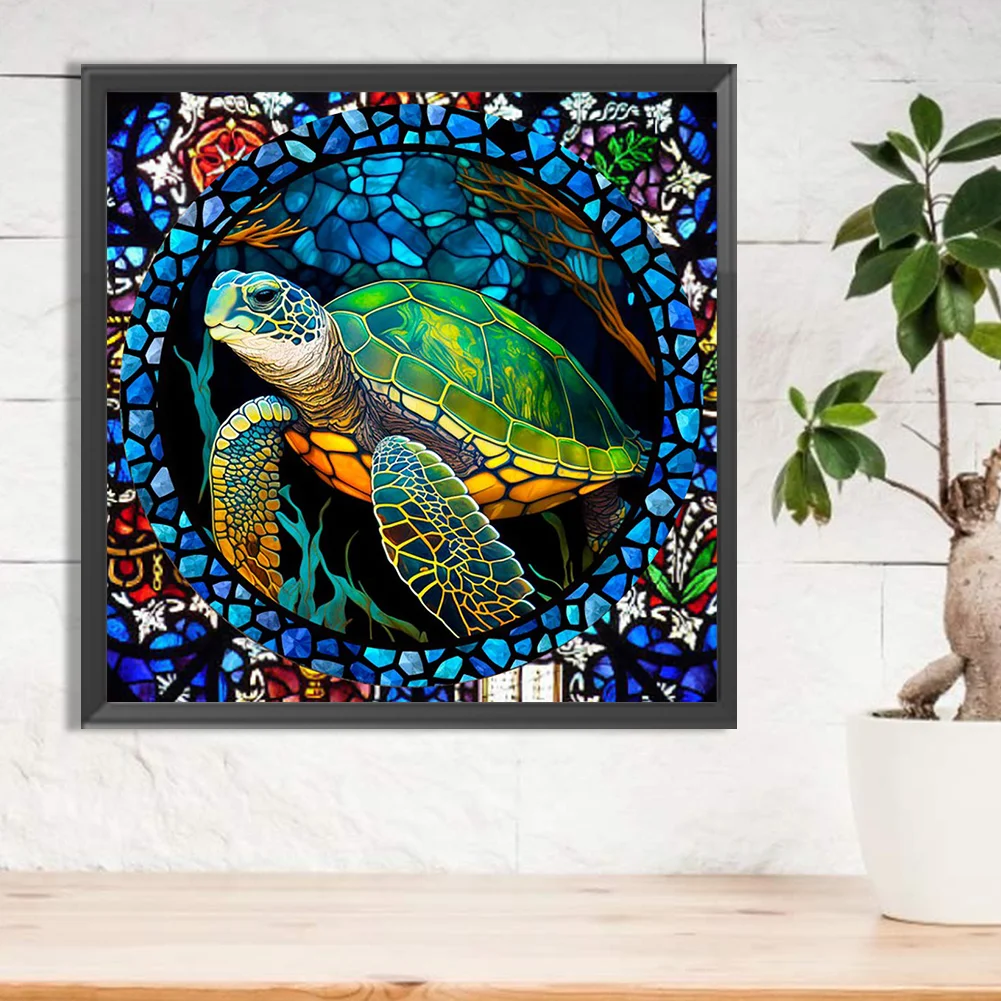 Diamond Painting - Full Round Drill - Stained Glass Turtle(30*30cm)