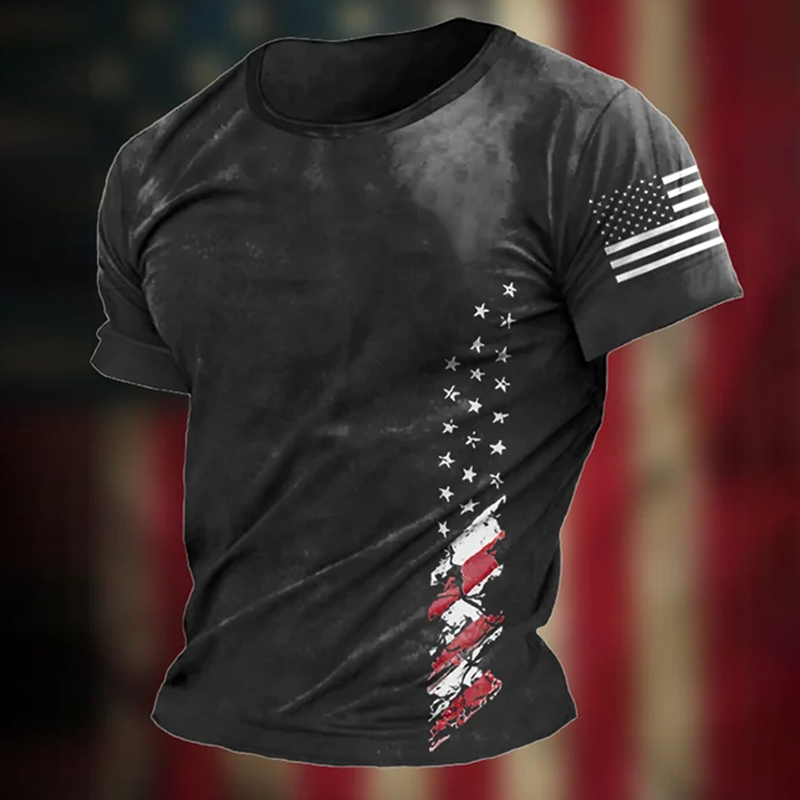 Comstylish Men's Vintage American Flag Declaration of Independence Print T-Shirt