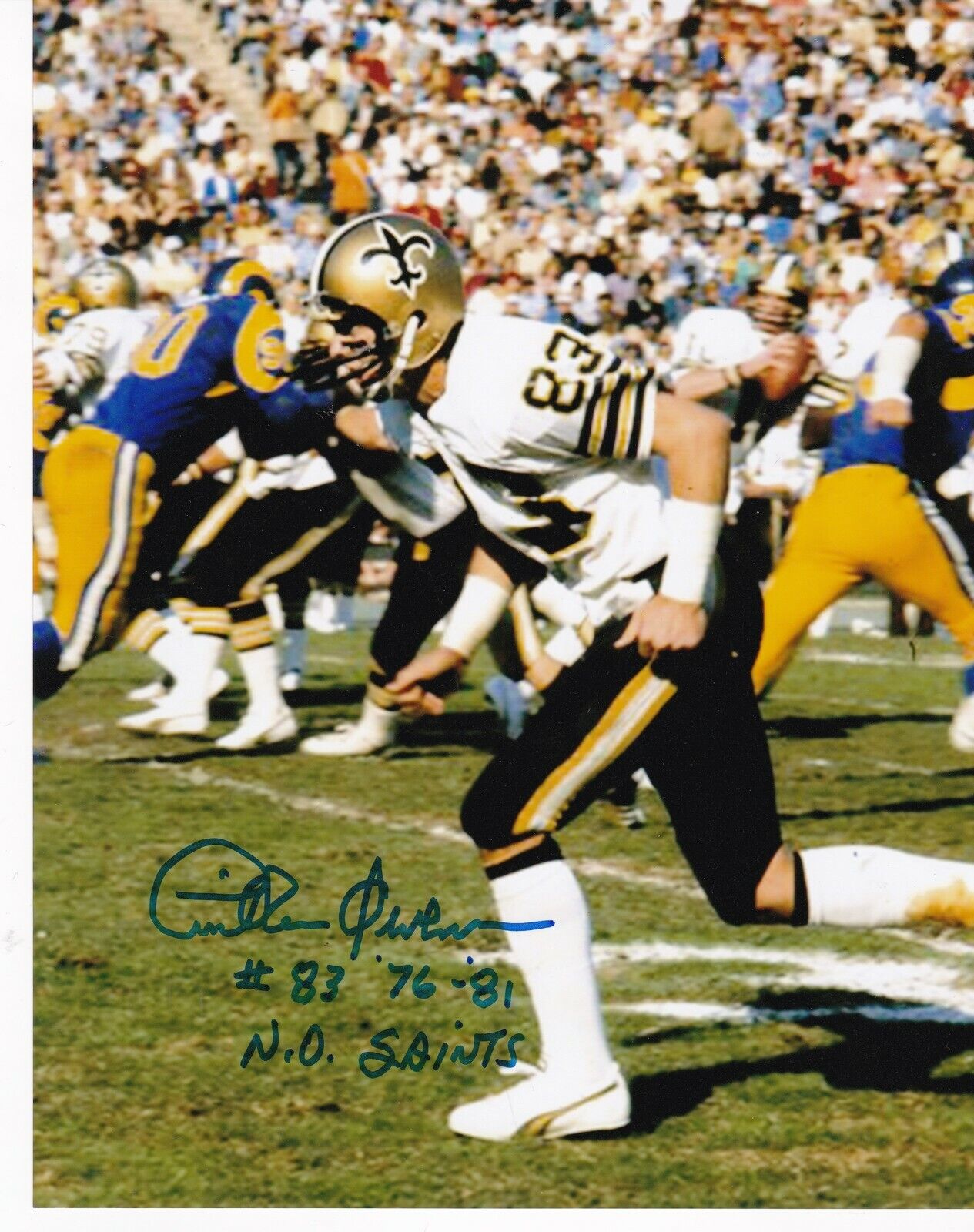 TINKER OWENS NEW ORLEANS SAINTS COLOR ACTION SIGNED 8x10