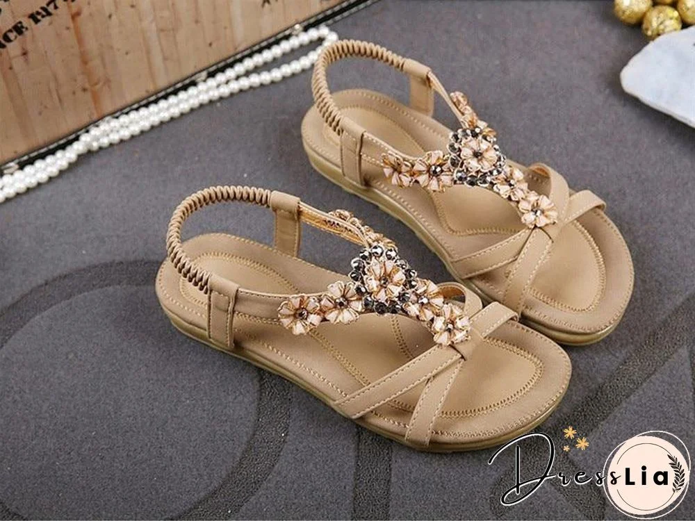 Bohemian Style Summer Women Flat Heel Beach Sandals Shoes