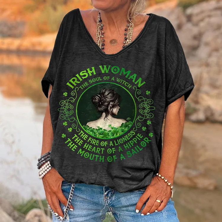 Irish Woman The Fire Of A Lioness Printed Women's T-shirt socialshop