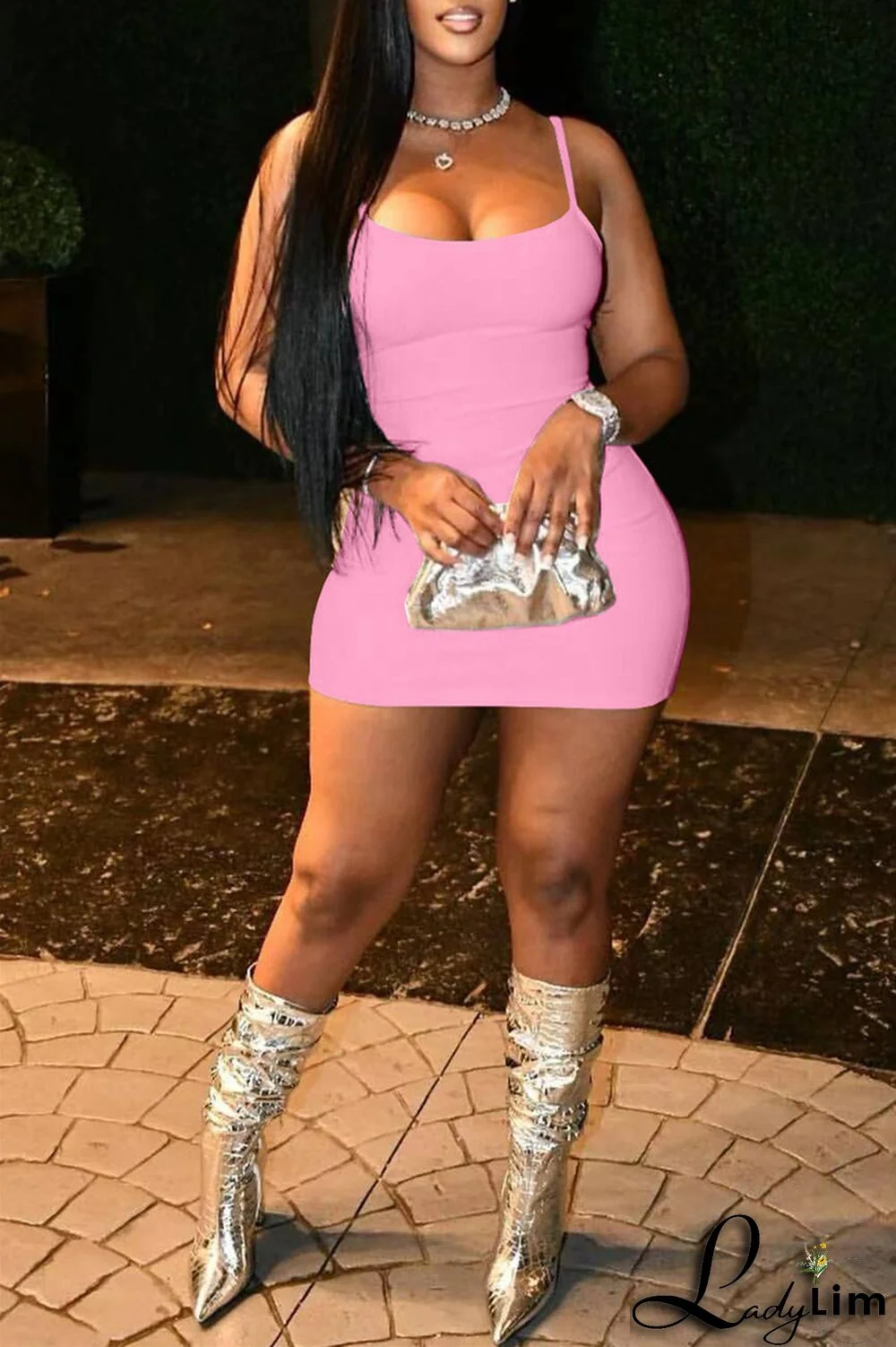 Red Fashion Sexy Solid Backless Spaghetti Strap Sleeveless Dress