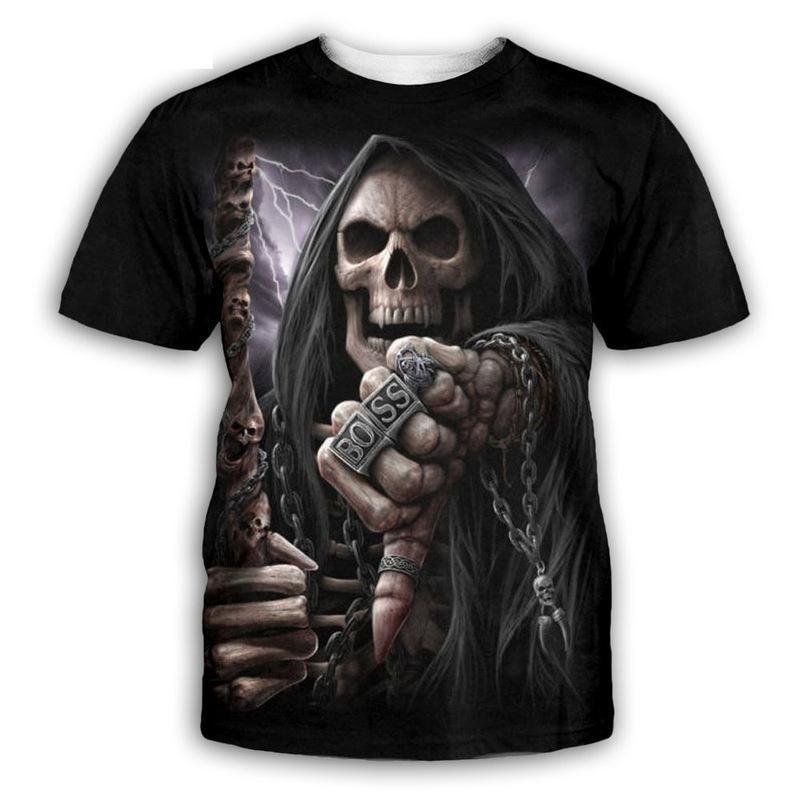 Men's Gothic Printed O Neck Short Sleeve T-shirt