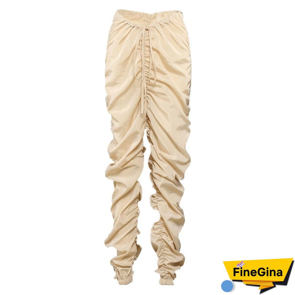 Stacked Mid Waist Harem Pants Women Hipster Casual Lace Up Hip Hop Jogger Fitness Trousers Autumn Street Sweatpants