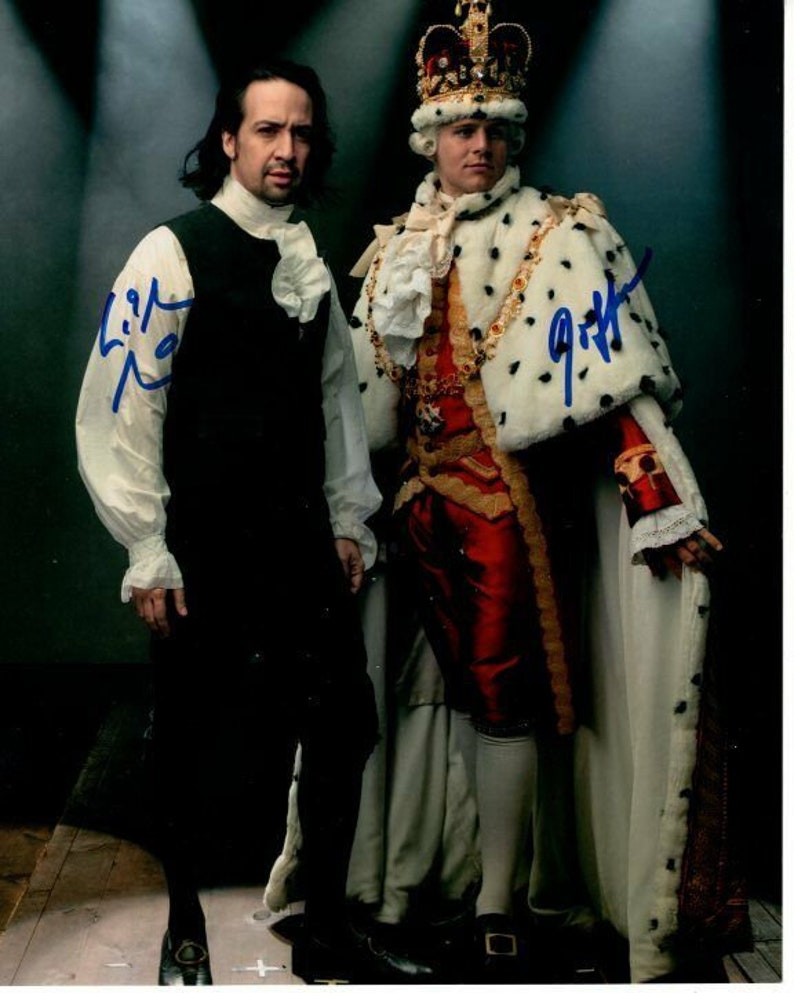 Jonathan groff and lin-manuel miranda signed hamilton Photo Poster painting