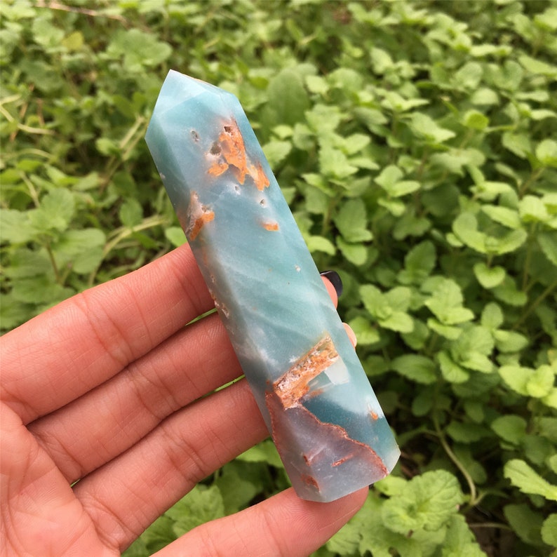 1PC Natural Amazonite ObeliskQuartz TowerCrystal Point image 4