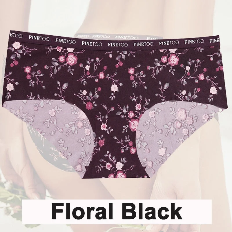 1/2PCS Set Women Panties Sexy Lingerie Seamless Underwear  Floral Female Underpants Intimates Panties Solid Color Finetoo Briefs