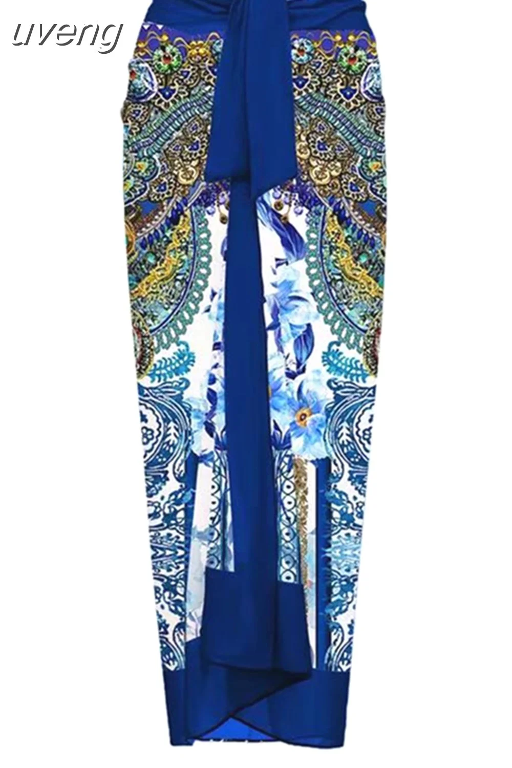 uveng New Fashion One Piece Swimsuit and Skirt Women Reversible Swimwear Luxury Bowknot Beach Dress Brazilian Bathing Suit Summer