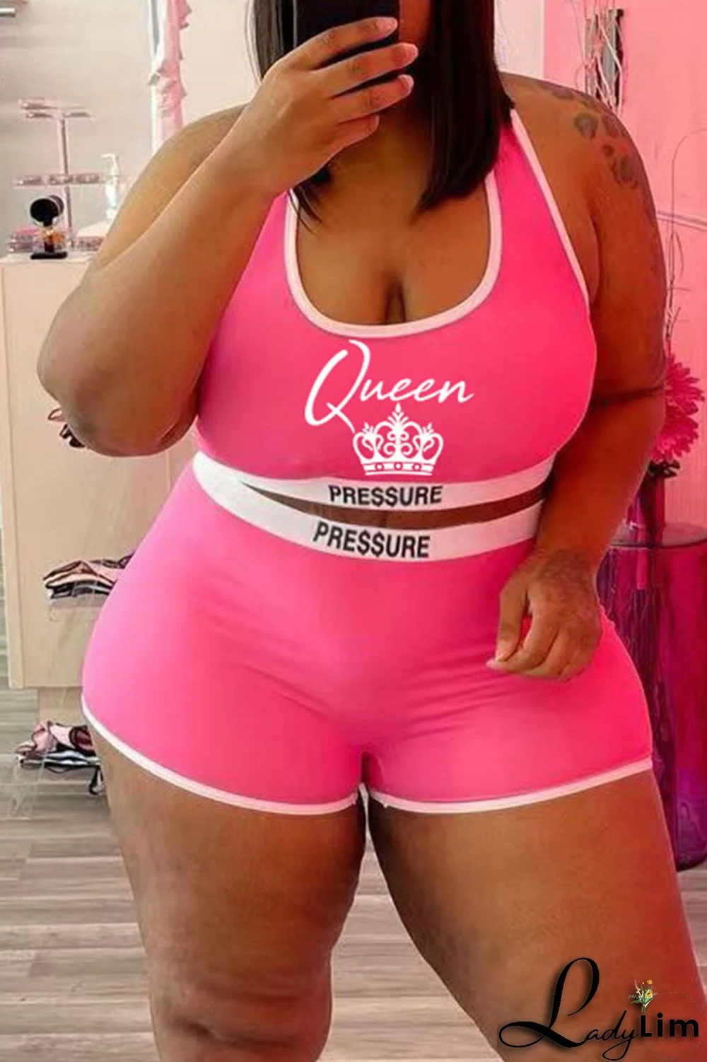 Red Casual Print Split Joint U Neck Sleeveless Two Pieces