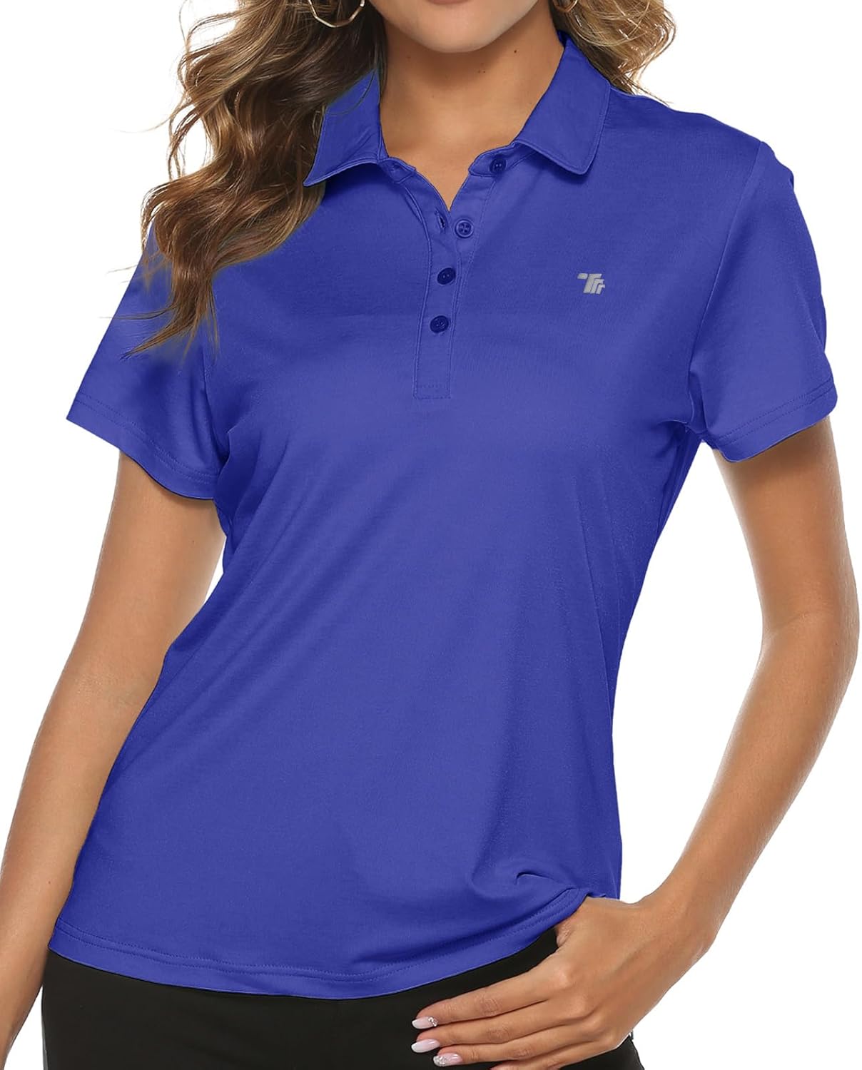 Women's Golf Polo Short Sleeve Shirts Lightweight Moisture Wicking Collared T Shirt Quick Dry 4-Button
