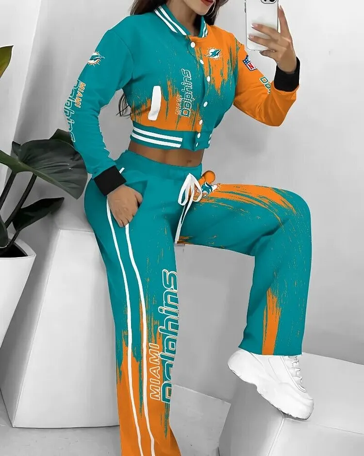  Miami Dolphins 3D Printed Varsity Jacket Set