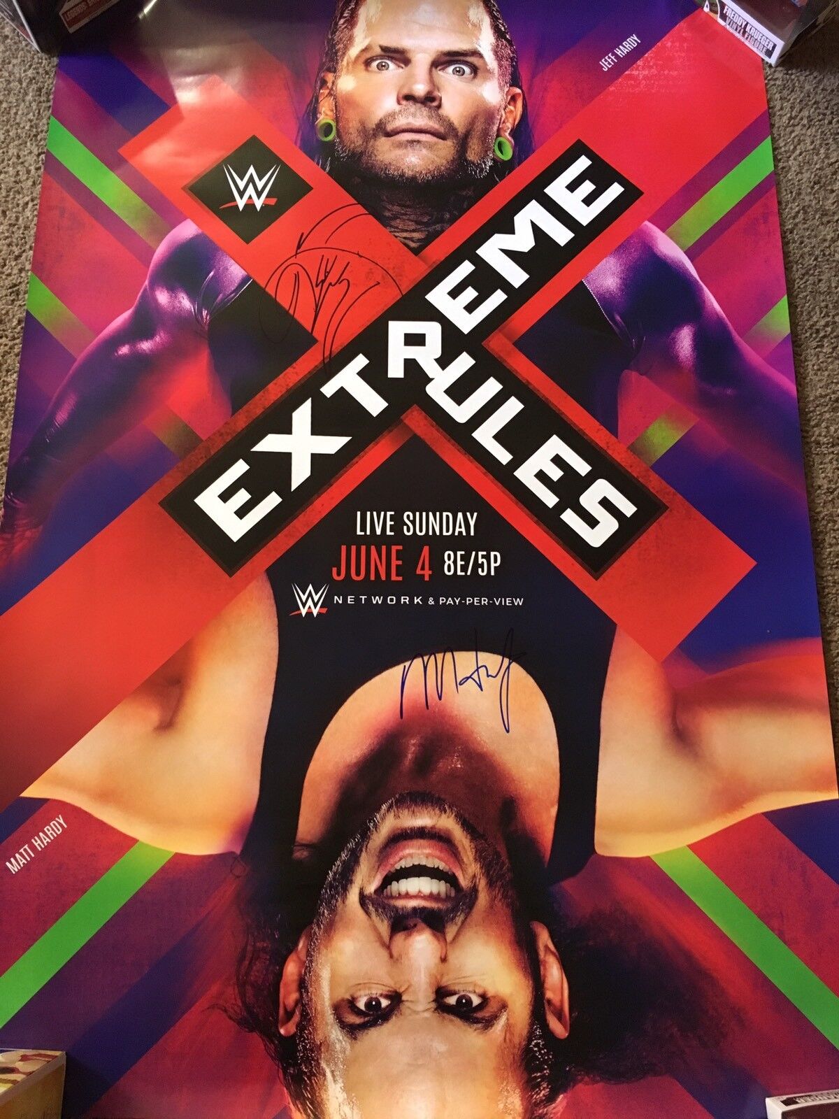 Extreme Rules WWE Official Poster Jeff Matt Hardy Signed Autograph 27x40 POSTER