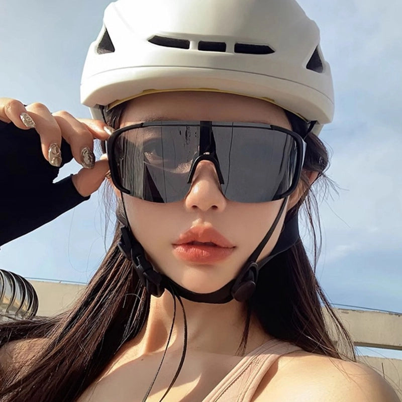 Minimalist Streetwear Color Block Pc Square Half Frame Sports Sunglasses