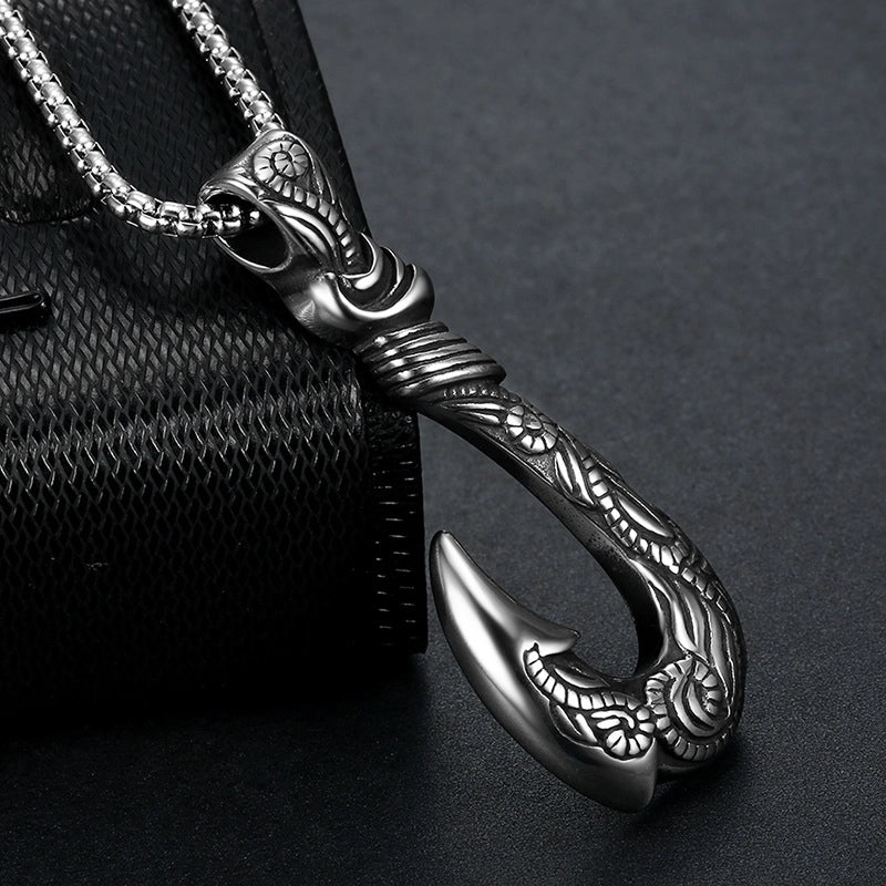 1 Piece Fashion Fishhook Titanium Steel Men's Pendant Necklace