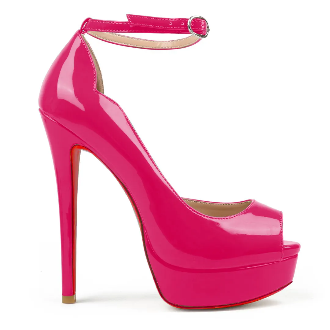 150mm Sky High Platform Ankle Red Soles Pumps Patent-vocosishoes