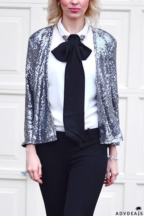 Sequin Long Sleeve Slim Blazer