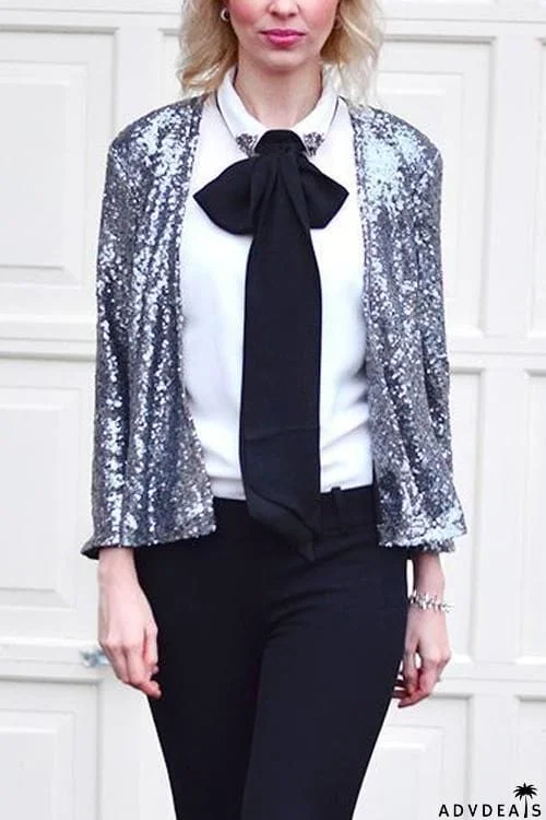 Sequin Long Sleeve Slim Blazer