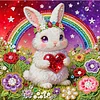 DIY Pearl Painting Rainbow Rabbit for Home Decor with Frame(25x25cm)