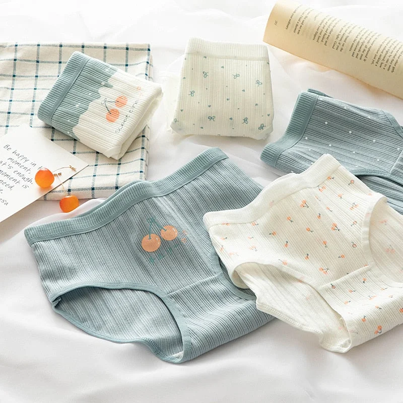 Women's Cotton Underwear Sexy Thread Panties Fashion Soft Comfort Girl's Briefs Mid Waist Seamless Underpants Female Lingerie