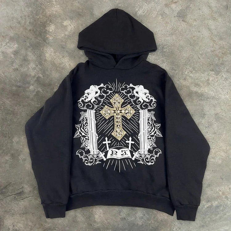 Statement street print long-sleeve hoodie