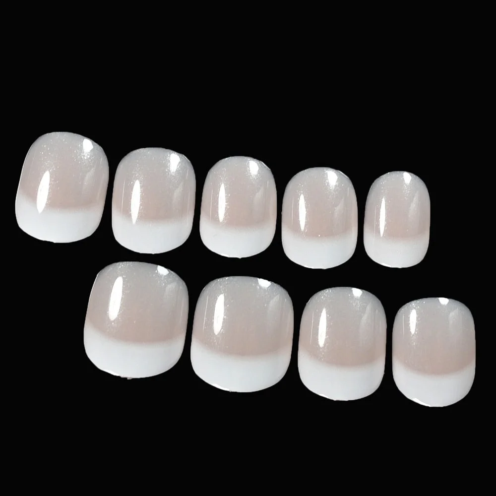 Classical Natural French Nail Super Real White Tip Fake Nails with Glue Sticker Office Lady Must DIY Manicure Tips-Nail Inspo