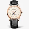 Jaeger-LeCoultre Master Ultra Thin Moon 1362511 Ivory Dial on Brown Leather Strap Super Clone