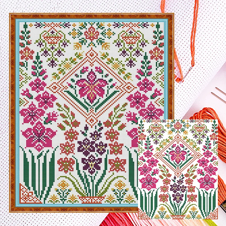 Joy Sunday-Embroidery Flowers 14CT (27*35CM) Counted Cross Stitch gbfke