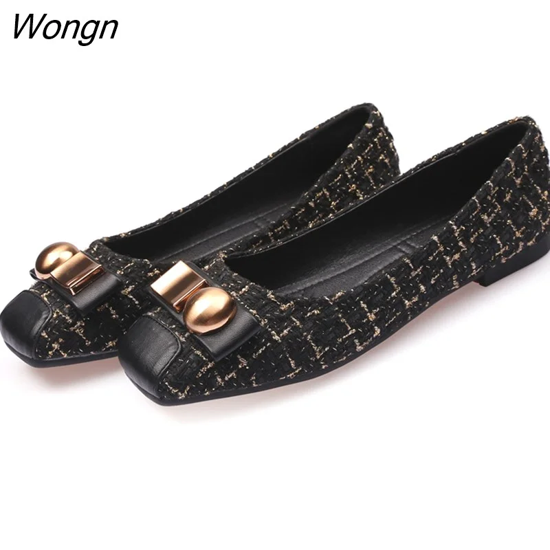 Wongn Summer Fashion Brand Office Ladies Shoes Women Flats Flat Casual Woman Boat Shoes Plaid Plus Size 42 A2801