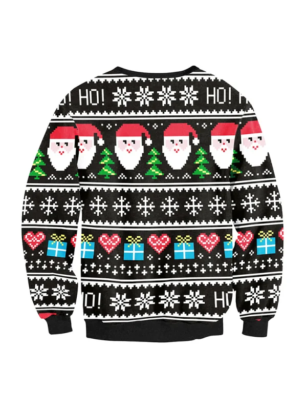 pullover sweater women santa elk long sleeve round neck loose top Flusfy